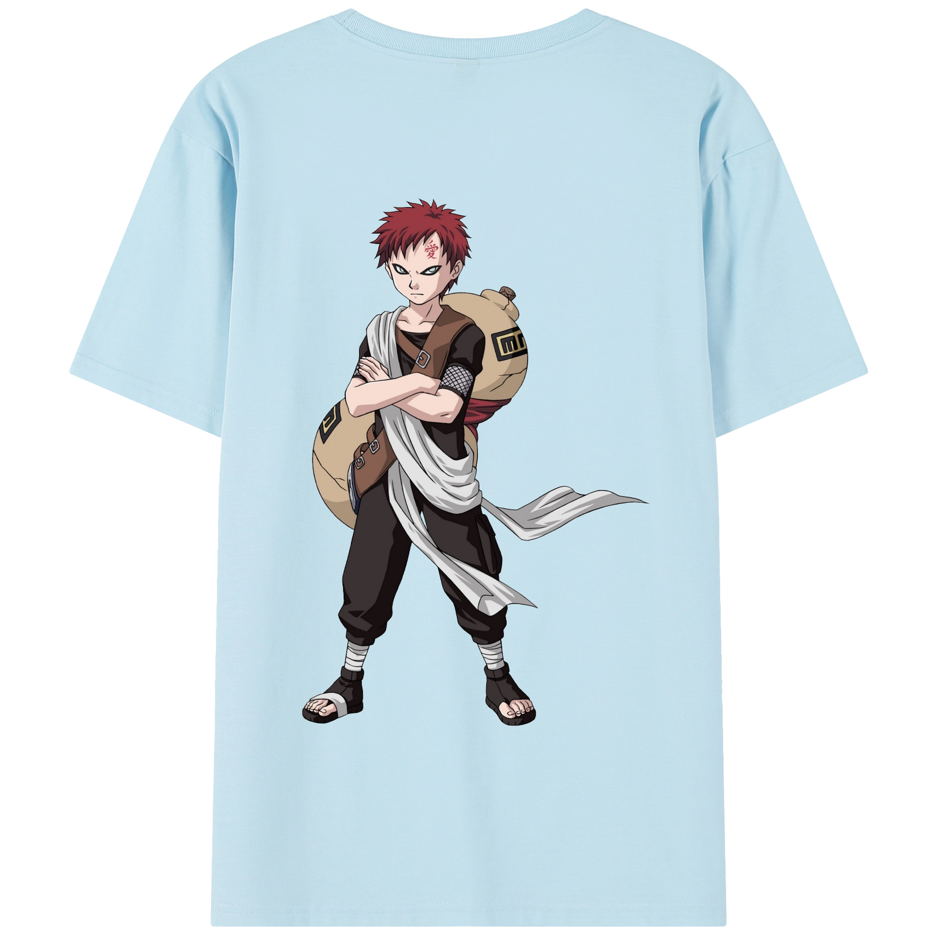 （画像用） NARUTO -ナルト- ガアラ Gaara 綿100％半袖Tシャツ（背面プリント）